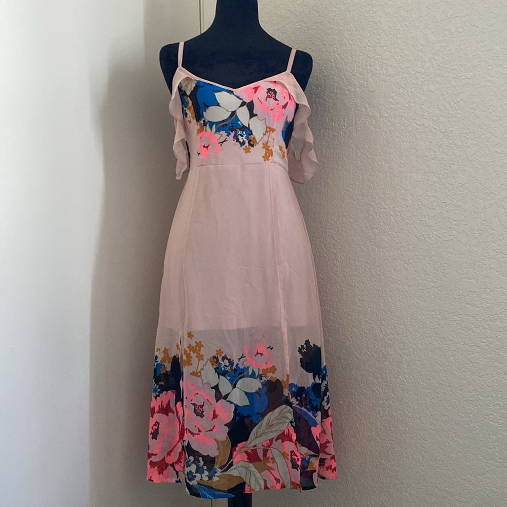Express spring dress size XS colorfull flowy off shoulder dress